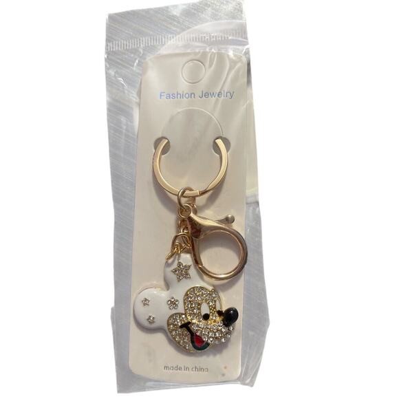 MICKEY MOUSE KEY CHAIN WITH WHITE EARS WITH STARS - Picture 1 of 1
